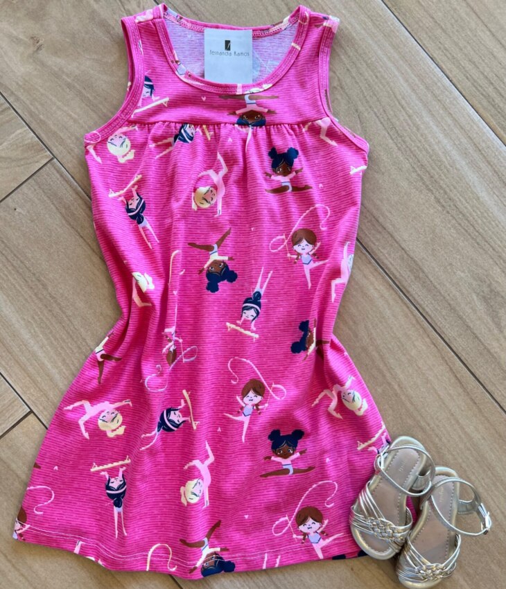 Vestido Infantil Feminino Curto Estampa Bailarina Fernanda Ramos Kids