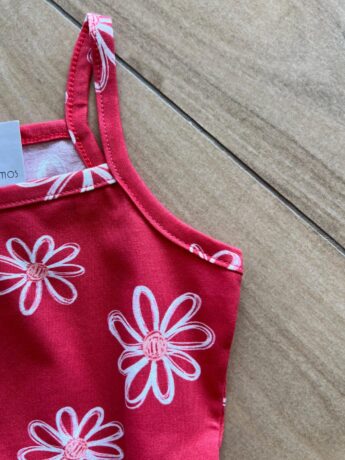 fernandaramoskids com br Vestido Infantil Feminino Curto Estampa Flores Margarida Vermelho1