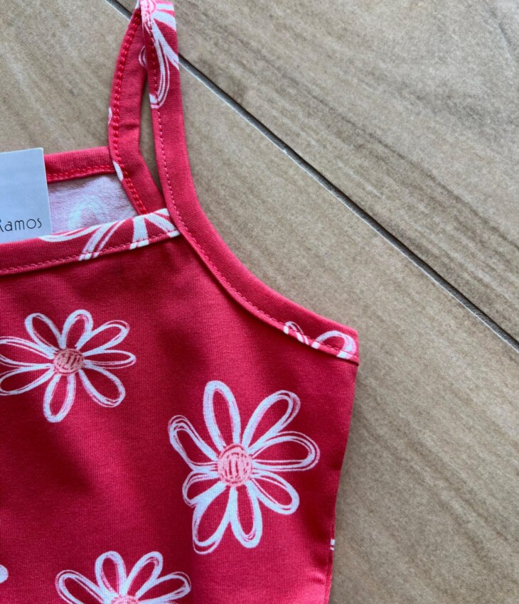 fernandaramoskids com br Vestido Infantil Feminino Curto Estampa Flores Margarida Vermelho1