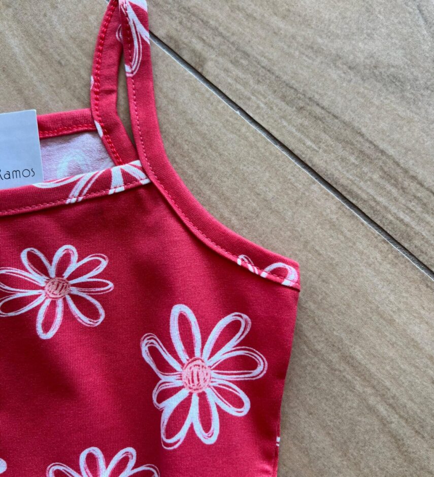 fernandaramoskids com br Vestido Infantil Feminino Curto Estampa Flores Margarida Vermelho1
