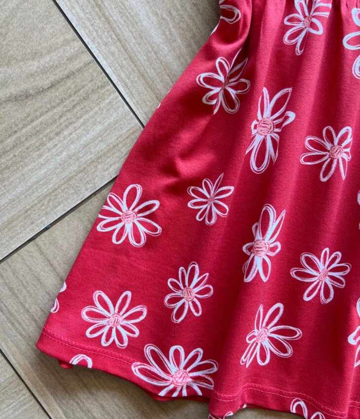 fernandaramoskids com br Vestido Infantil Feminino Curto Estampa Flores Margarida Vermelho2