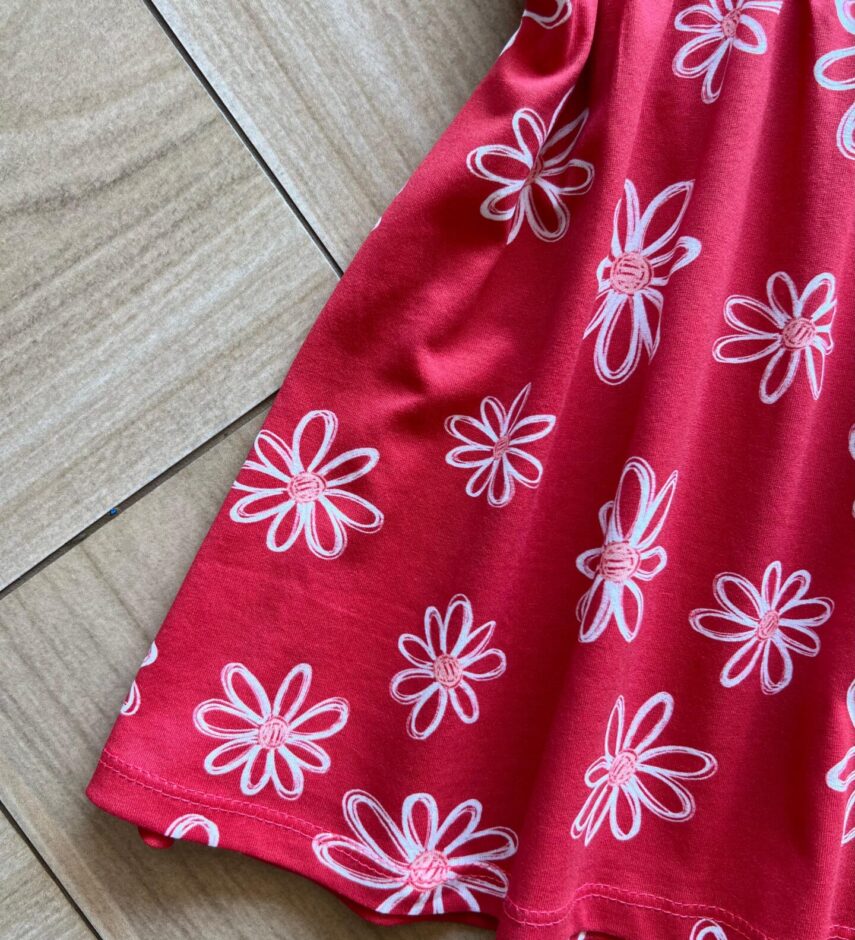 fernandaramoskids com br Vestido Infantil Feminino Curto Estampa Flores Margarida Vermelho2