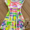 Vestido Infantil Feminino Curto Estampa Neon Fernanda Ramos Kids