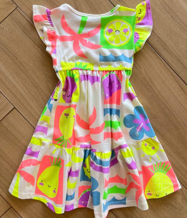 fernandaramoskids com br Vestido Infantil Feminino Curto Estampa Neon2