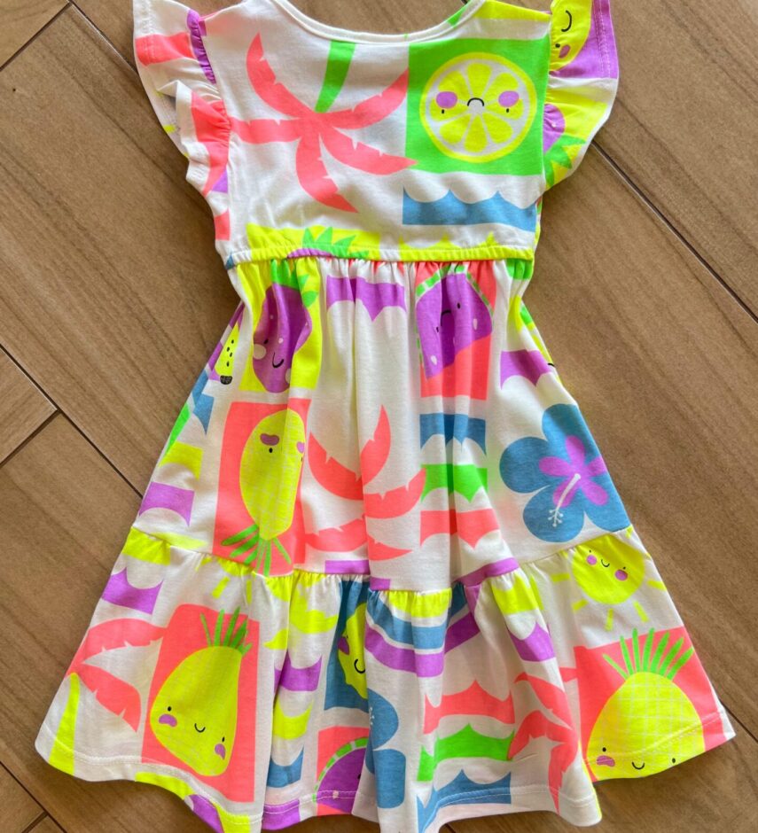fernandaramoskids com br Vestido Infantil Feminino Curto Estampa Neon2
