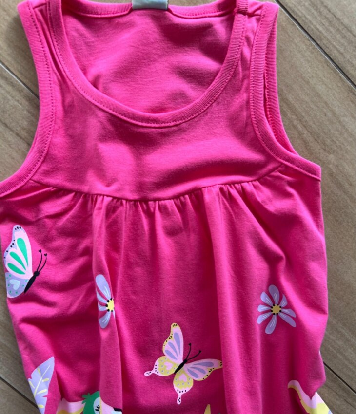 fernandaramoskids com br Vestido Infantil Feminino Curto Estampa Pássaros e Flores Pink1