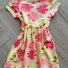 fernandaramoskids com br Vestido Infantil Feminino Curto Estampa Pássaros e Listras Laranja2