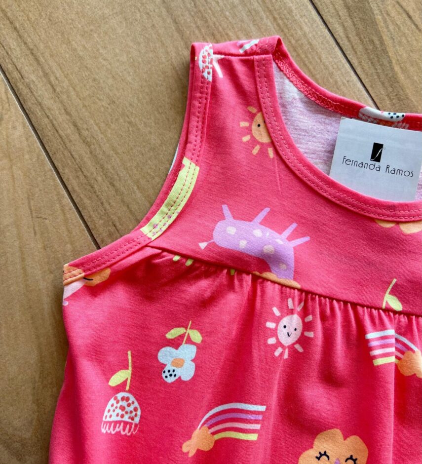 fernandaramoskids com br Vestido Infantil Feminino Curto Estampa Rosa Sol 1