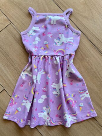 Vestido Infantil Feminino Curto Estampa Unicórnio Lilás Fernanda Ramos Kids