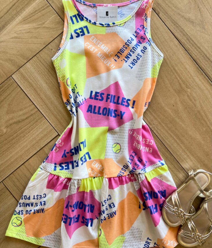 Vestido Infantil Feminino Curto Estampado Les Filles Allons y Fernanda Ramos Kids