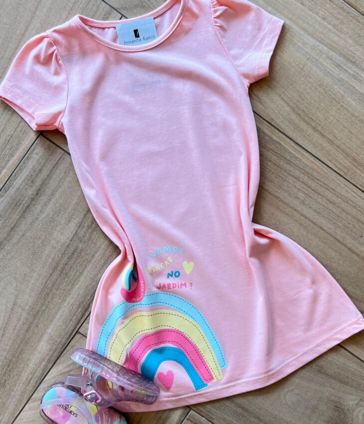 fernandaramoskids com br Vestido Infantil Feminino Curto Evase Caracol Feliz 1
