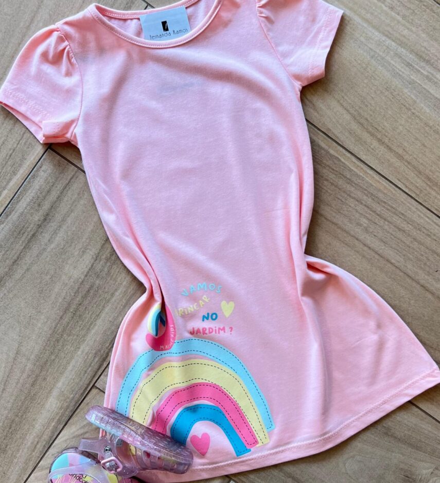 fernandaramoskids com br Vestido Infantil Feminino Curto Evase Caracol Feliz 1