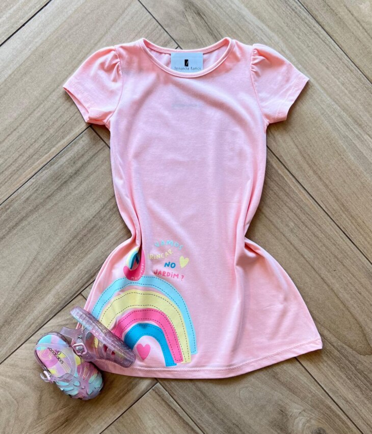 Vestido Infantil Feminino Curto Evase Caracol Feliz Fernanda Ramos Kids