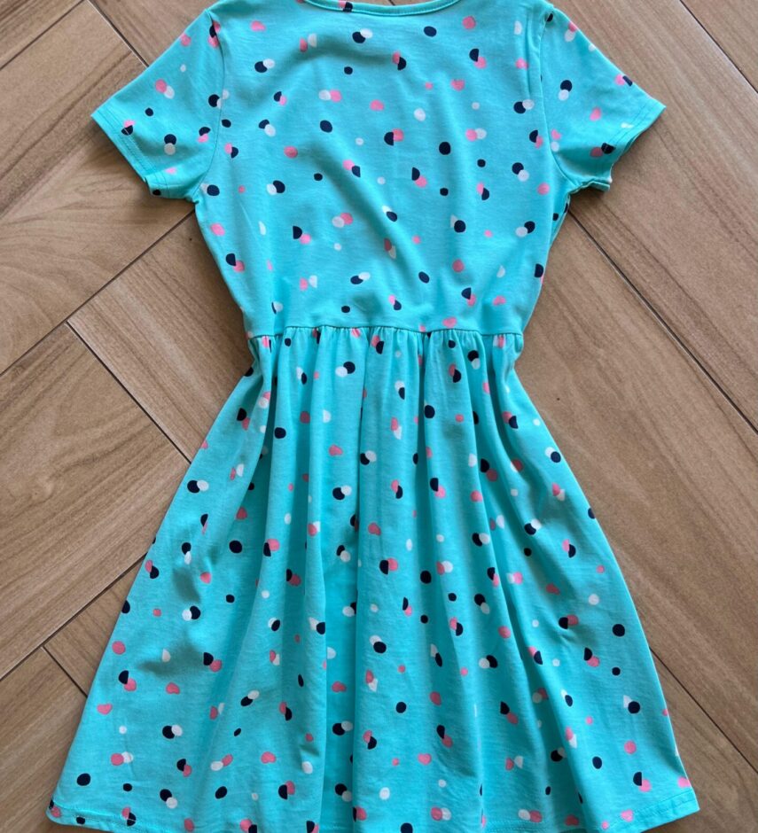 fernandaramoskids com br Vestido Infantil Feminino Curto Evase com Bolinhas Verde Água2