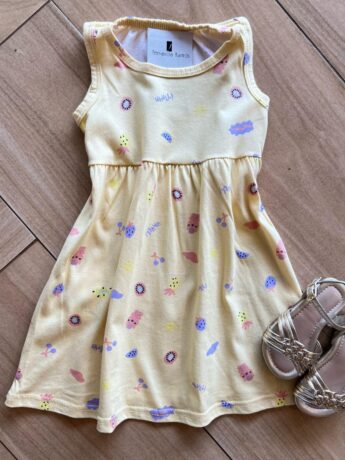 Vestido Infantil Feminino Curto Evase Uhull Amarelo Fernanda Ramos Kids