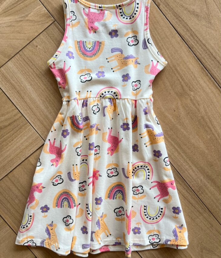 Vestido Infantil Feminino Curto Flores e Bichinhos Off White Fernanda Ramos Kids