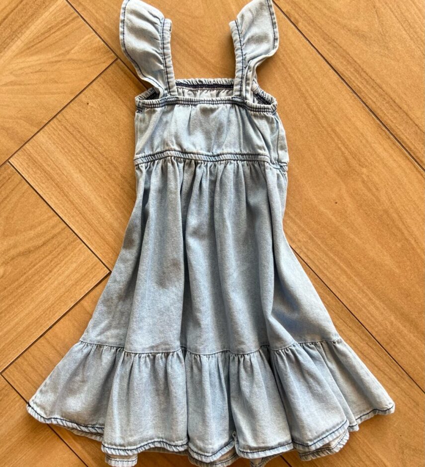 Vestido Infantil Feminino Curto Jeans Claro Fernanda Ramos Kids