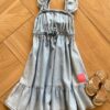 Vestido Infantil Feminino Curto Jeans Claro Fernanda Ramos Kids