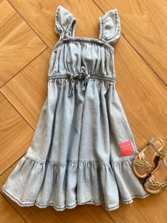 Vestido Infantil Feminino Curto Jeans Claro Fernanda Ramos Kids