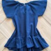 Vestido Infantil Feminino Curto Manga Curta Azul Marinho Fernanda Ramos Kids