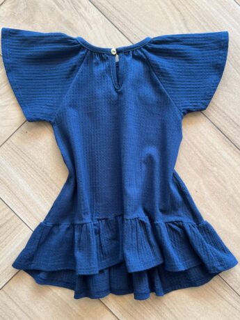 Vestido Infantil Feminino Curto Manga Curta Azul Marinho Fernanda Ramos Kids