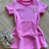 Vestido Infantil Feminino Curto Manga Curta com Bolso Rosa Fernanda Ramos Kids