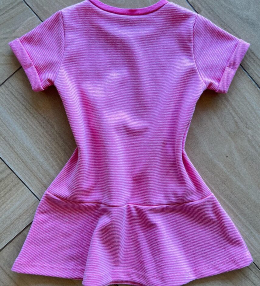 fernandaramoskids com br Vestido Infantil Feminino Curto Manga Curta com Bolso Rosa2