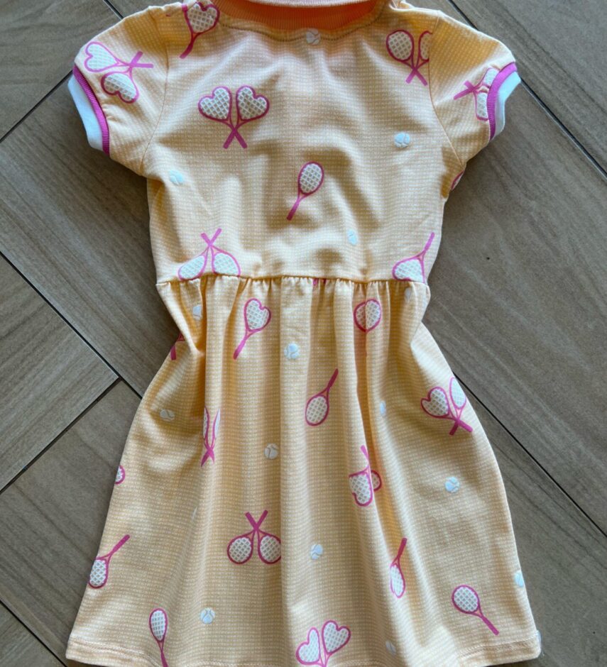 Vestido Infantil Feminino Curto Manga Curta e Gola Estampado Fernanda Ramos Kids