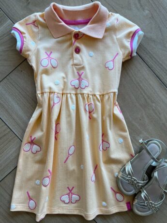 Vestido Infantil Feminino Curto Manga Curta e Gola Estampado Fernanda Ramos Kids