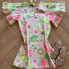 Vestido Infantil Feminino Curto Meia Malha Dinossauro Coloridos Fernanda Ramos Kids