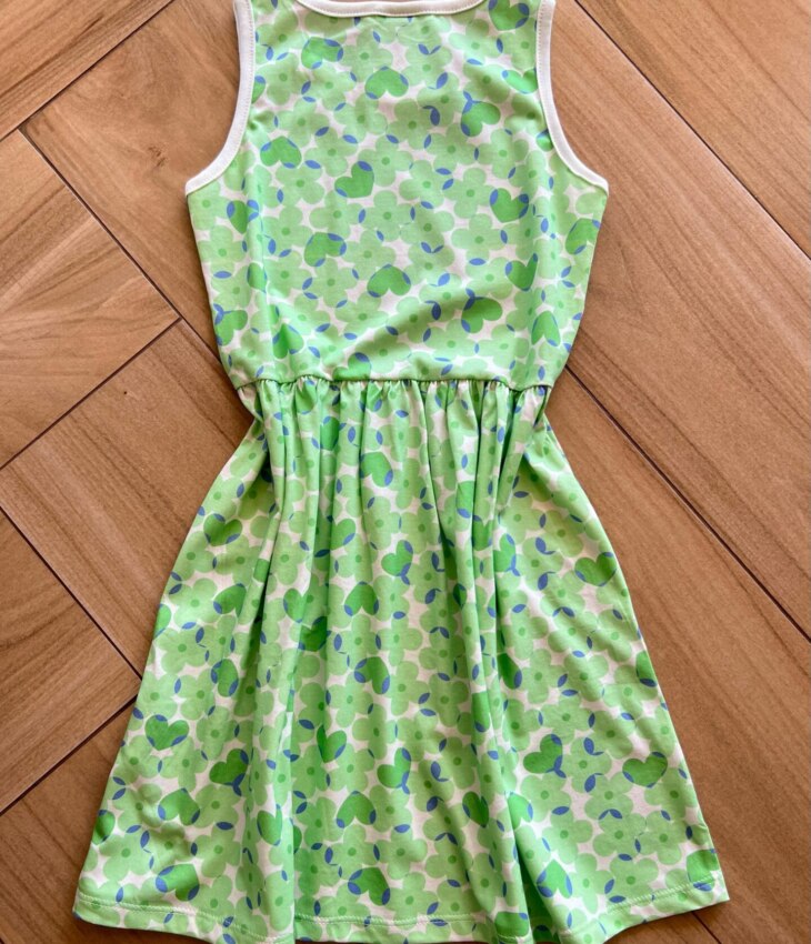 Vestido Infantil Feminino Curto Meia Malha Flores Verde Fernanda Ramos Kids