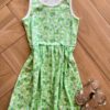 Vestido Infantil Feminino Curto Meia Malha Flores Verde Fernanda Ramos Kids
