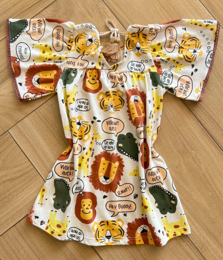 fernandaramoskids com br Vestido Infantil Feminino Curto Meia Malha Hey Buddy Estampado2