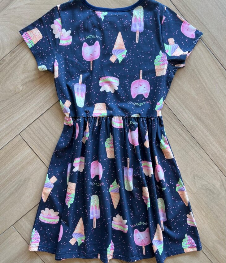 fernandaramoskids com br Vestido Infantil Feminino Curto Meia Malha Ice Cat Sweet Azul2