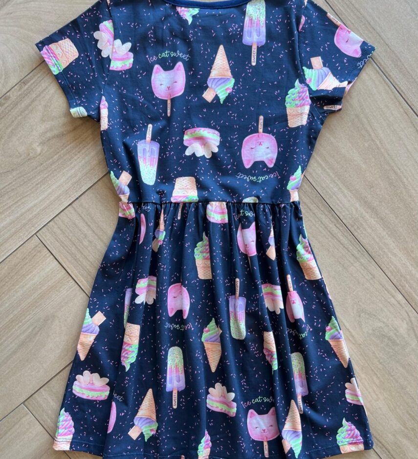 fernandaramoskids com br Vestido Infantil Feminino Curto Meia Malha Ice Cat Sweet Azul2
