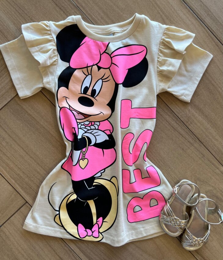 Vestido Infantil Feminino Curto Minnie Mouse Fernanda Ramos Kids