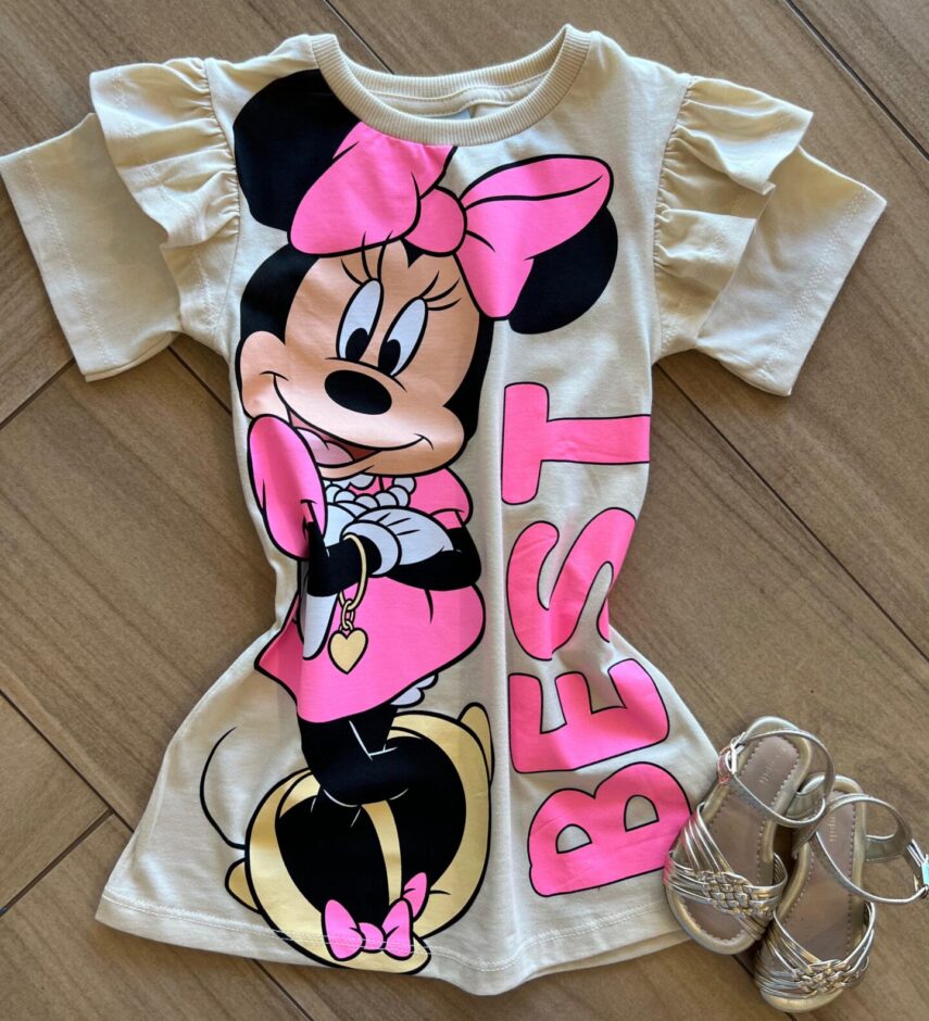 Vestido Infantil Feminino Curto Minnie Mouse Fernanda Ramos Kids