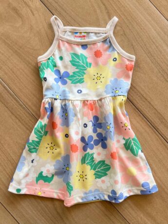 Vestido Infantil Feminino Curto Nude Todo em Flores Fernanda Ramos Kids