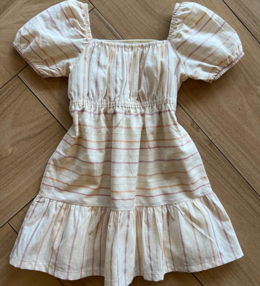 fernandaramoskids com br Vestido Infantil Feminino Curto Off White Fio Prata 2
