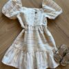 Vestido Infantil Feminino Curto Off White Fio Prata Fernanda Ramos Kids