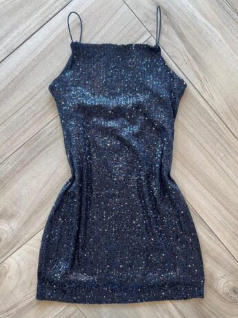 Vestido Infantil Feminino Curto Reto de Paetê Preto Fernanda Ramos Kids