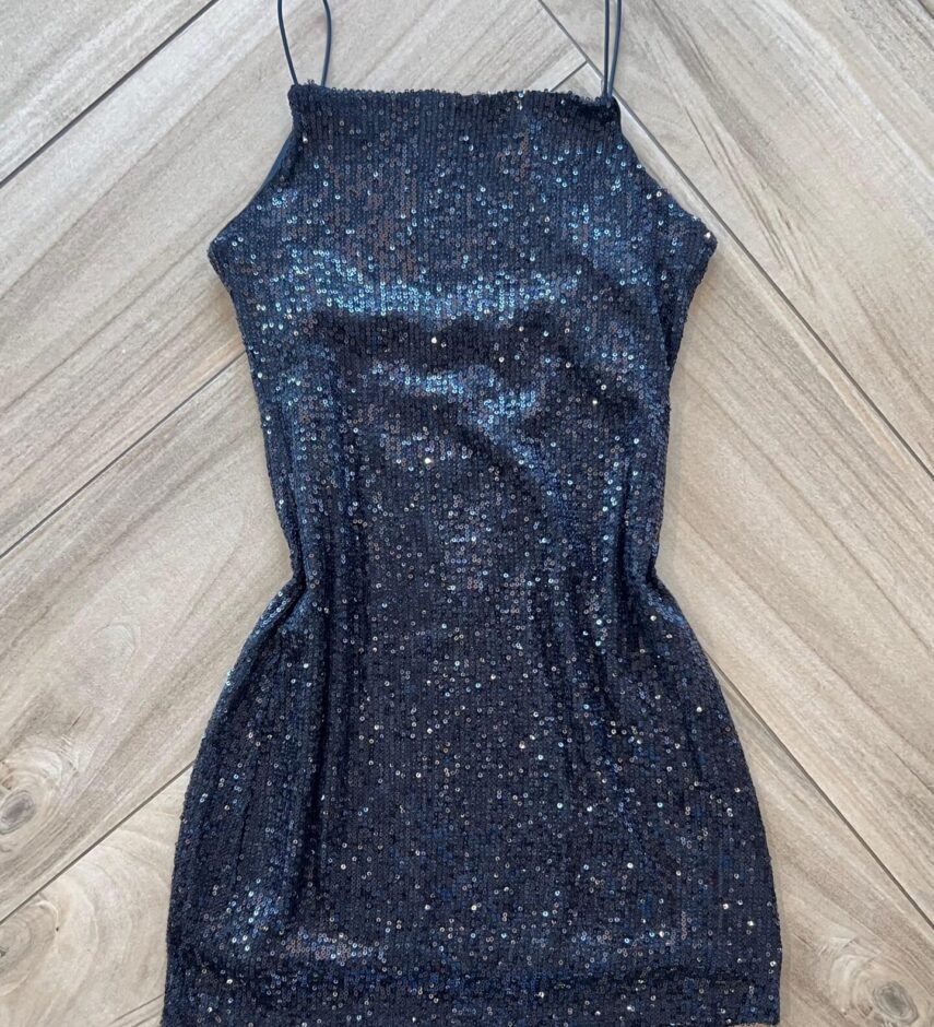Vestido Infantil Feminino Curto Reto de Paetê Preto Fernanda Ramos Kids