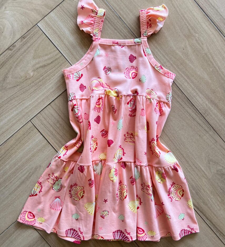 fernandaramoskids com br Vestido Infantil Feminino Curto Rodado Alça com Lastex Salmão2