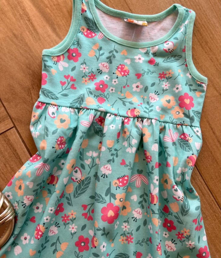 fernandaramoskids com br Vestido Infantil Feminino Curto Rodado Alça Estampado Verde Água1