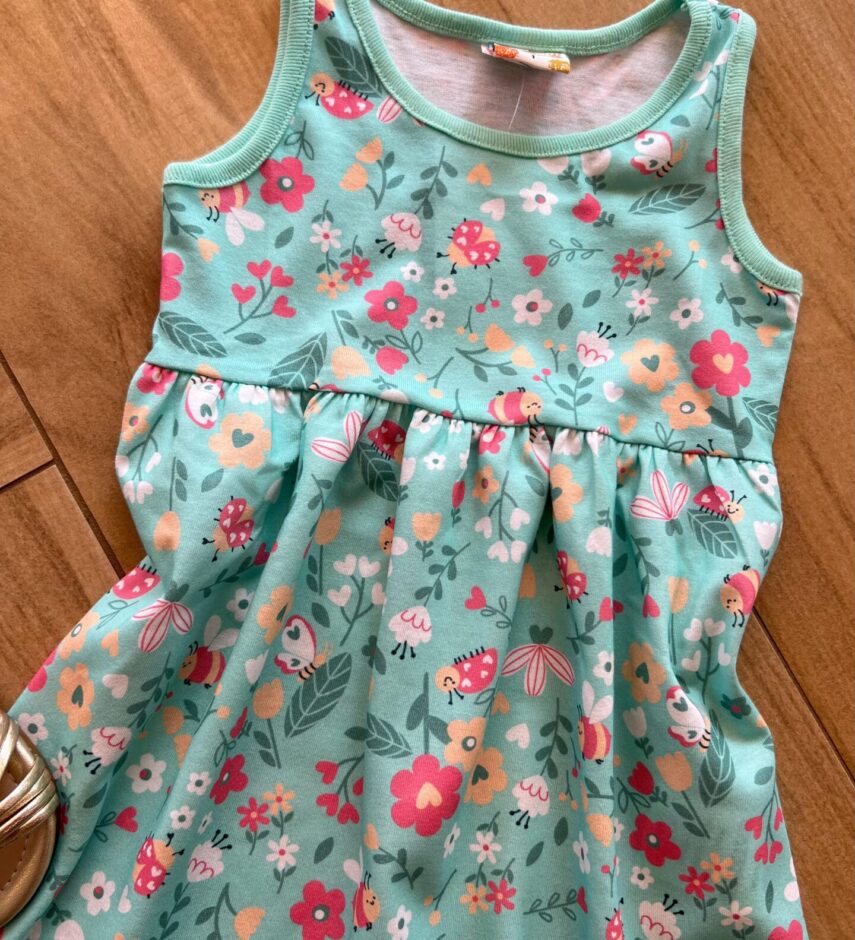 fernandaramoskids com br Vestido Infantil Feminino Curto Rodado Alça Estampado Verde Água1