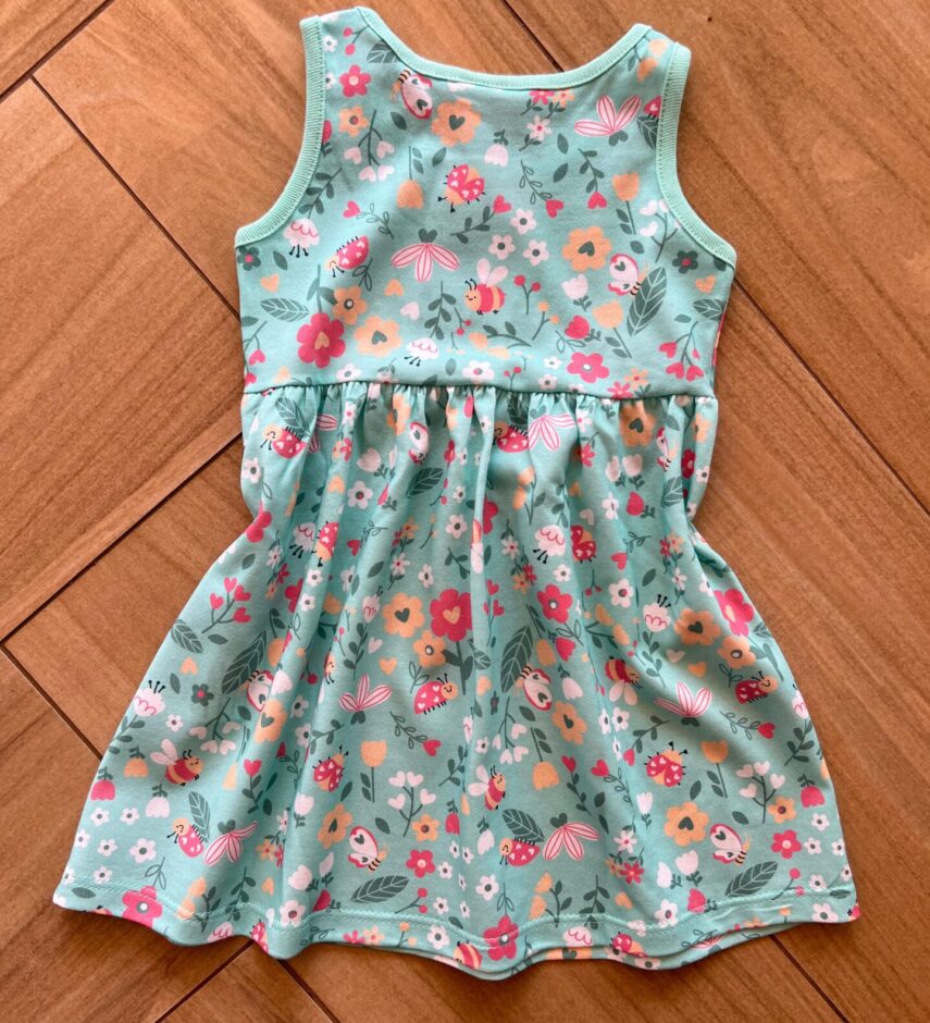 fernandaramoskids com br Vestido Infantil Feminino Curto Rodado Alça Estampado Verde Água2