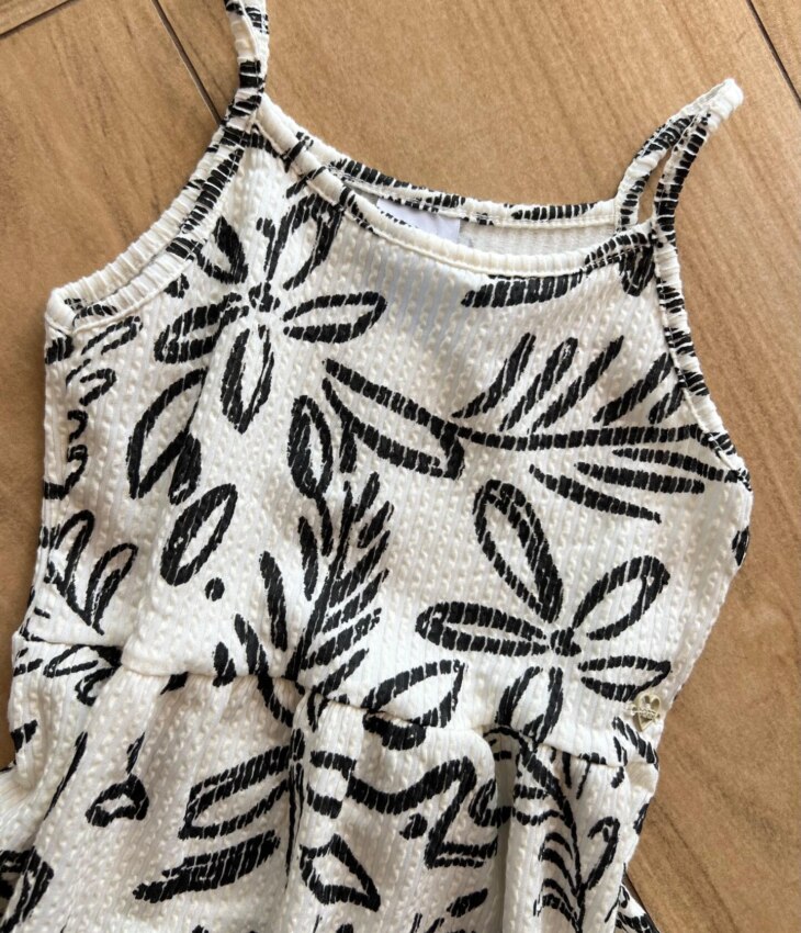 fernandaramoskids com br Vestido Infantil Feminino Curto Rodado Alça Fina Estampado Off White1
