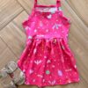 Vestido Infantil Feminino Curto Rodado Alça Fina Estampado Pink Fernanda Ramos Kids