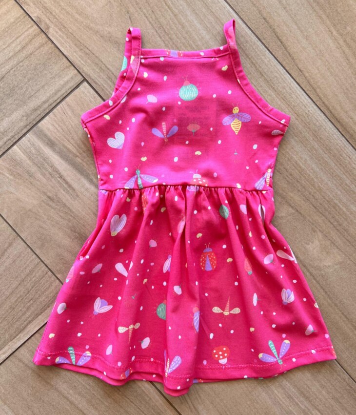 fernandaramoskids com br Vestido Infantil Feminino Curto Rodado Alça Fina Estampado Pink2