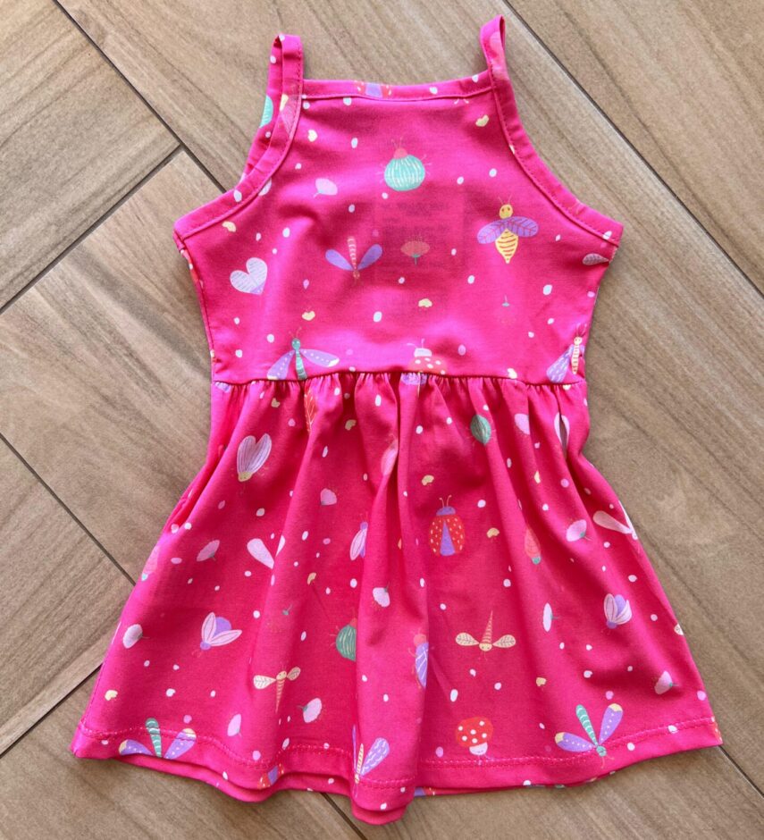 fernandaramoskids com br Vestido Infantil Feminino Curto Rodado Alça Fina Estampado Pink2